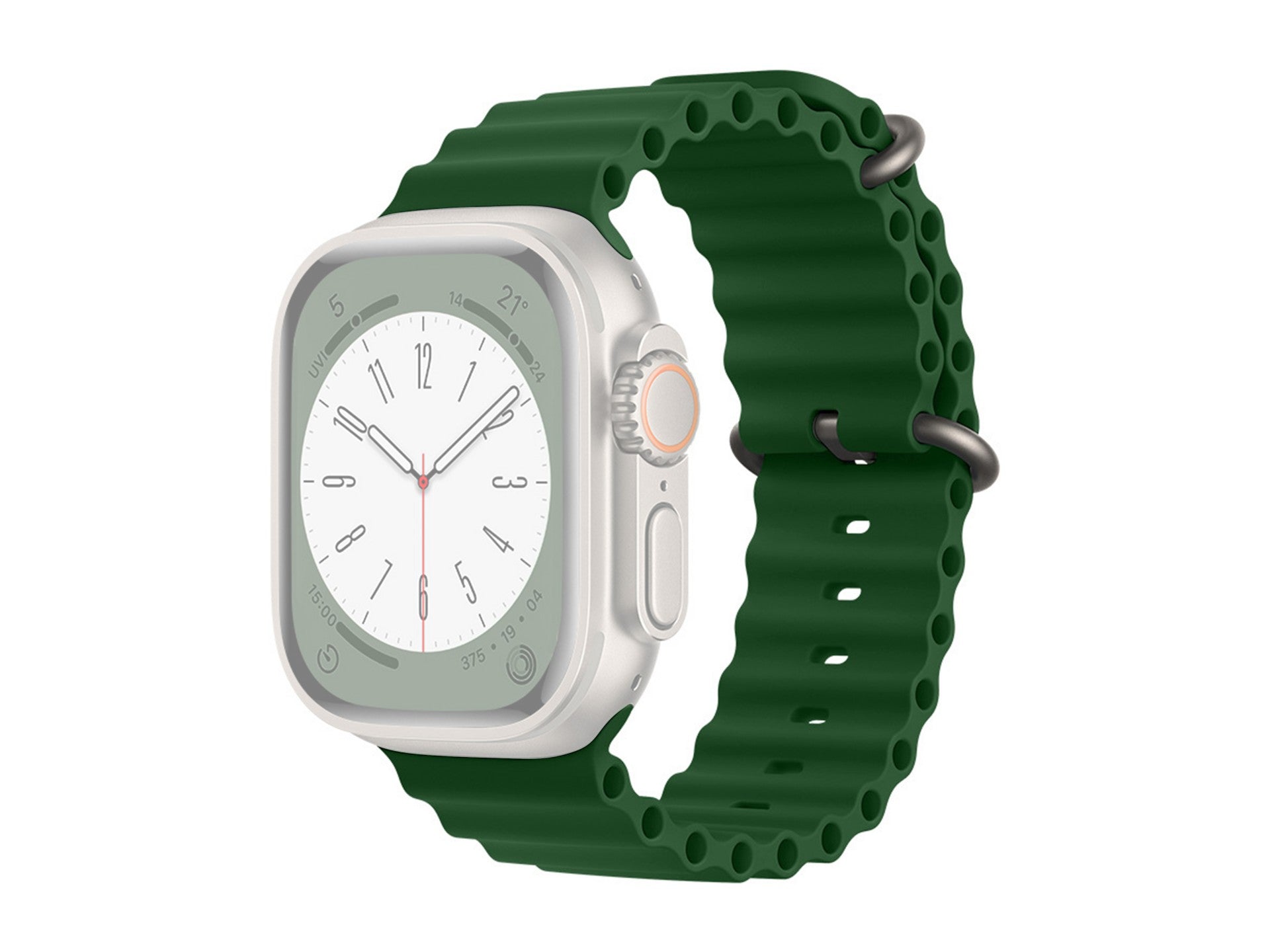 Techancy Bracelete De Silicone Verde KC2122, Compatível Com Apple Watch 38 Mm/40 Mm/41 Mm, Material De Silicone Macio