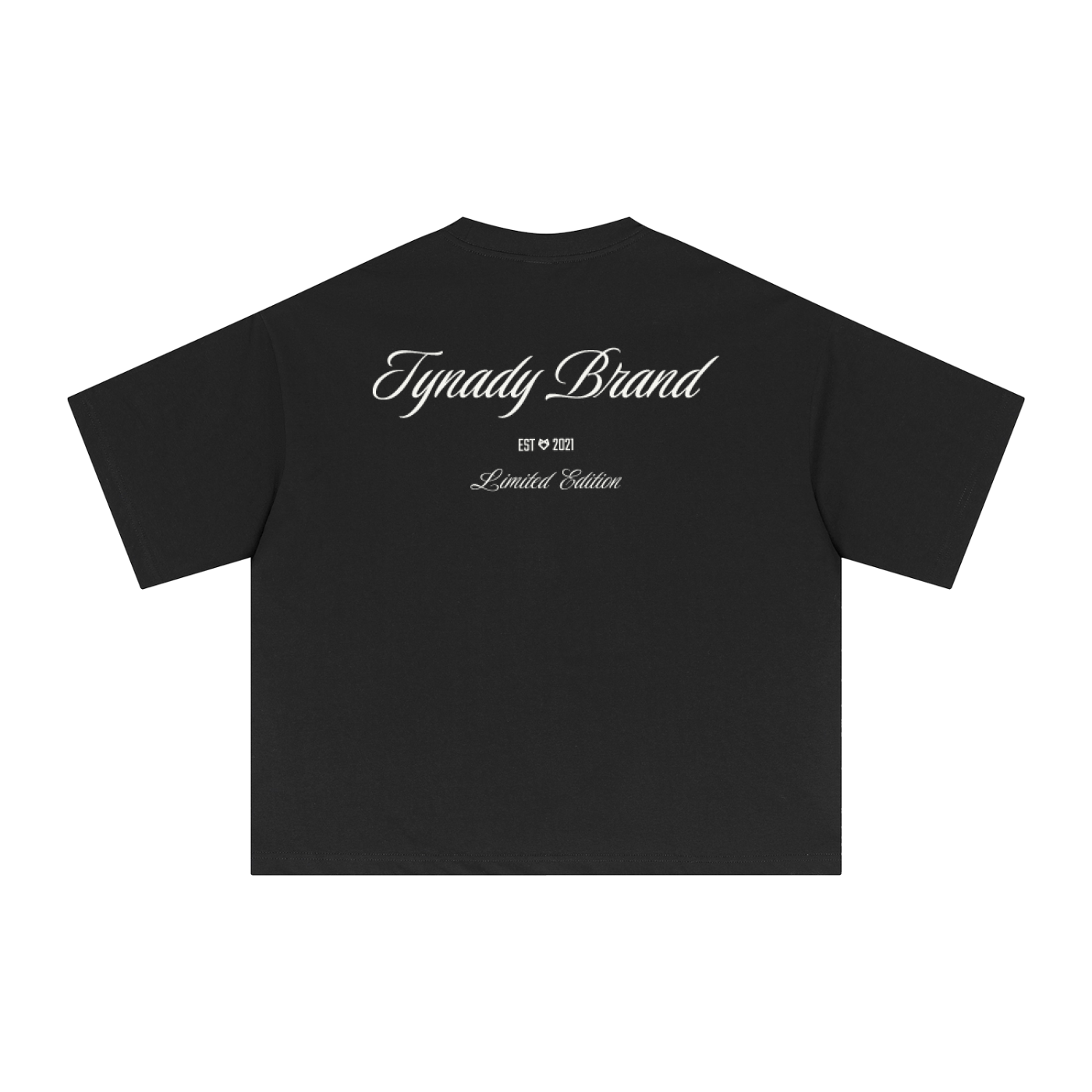 T-shirt preta Essential Tee Center Tynady Brand — costas — Tynady Brand script centro EST 2021