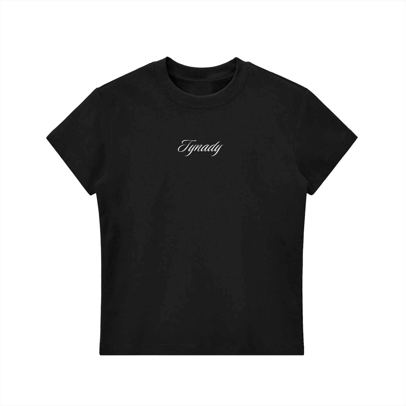 T-shirt preta Essential Tee Center Tynady Brand — frente — script centro — fit oversized — Chapter 01