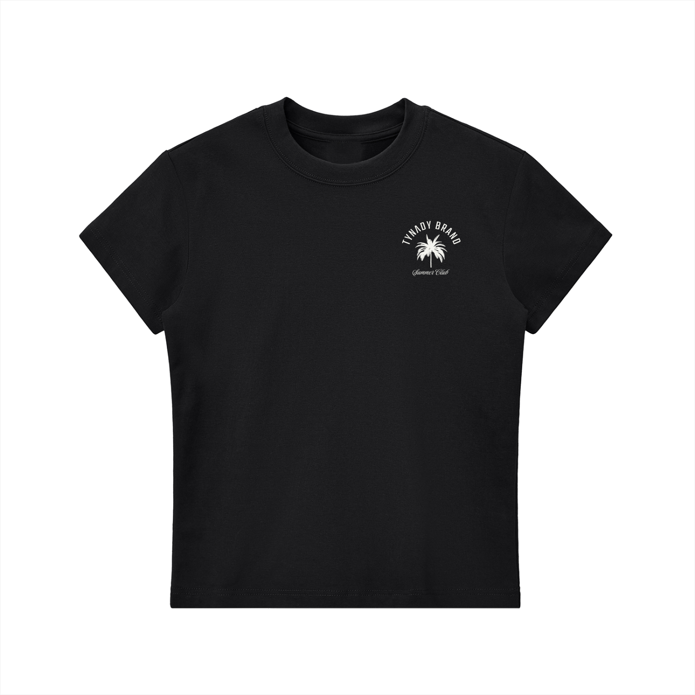 T-shirt preta Summer Club Tee Woman 
Tynady Brand — frente — fit cropped — 
coleção Chapter One